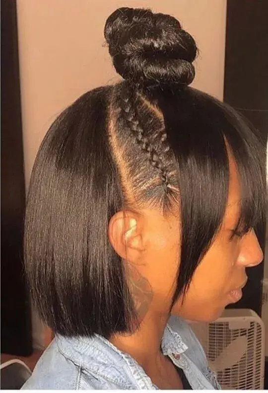 weave half up half down black hairstyles