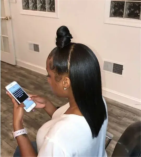 weave half up half down black hairstyles