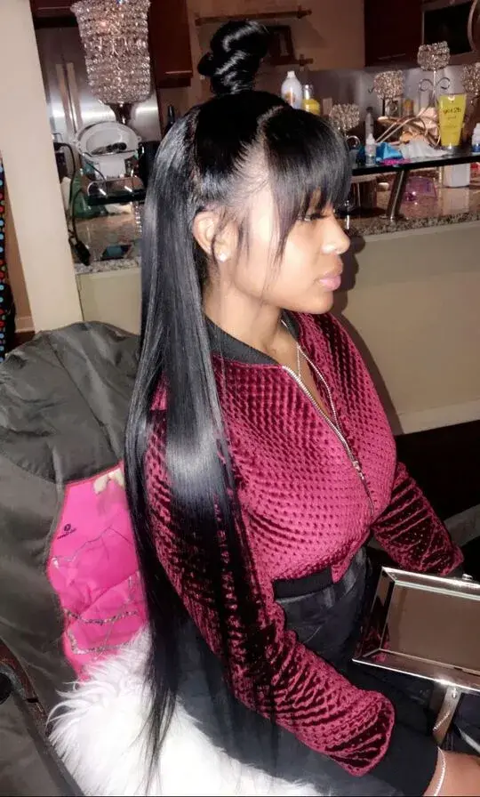 weave half up half down black hairstyles