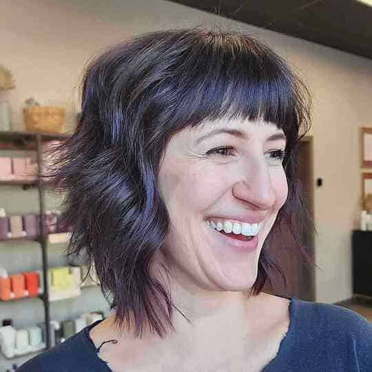 Shorter Shaggy Angled Bob