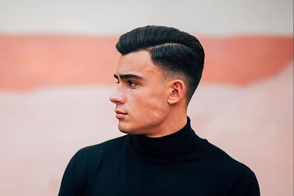 The Classic Side Part With Low Tape Fade