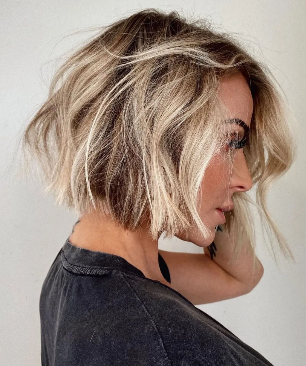Short Blonde Hair with Dark Nape