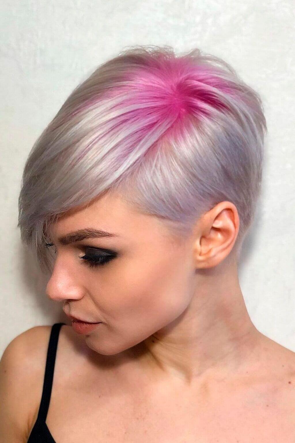 Voluminous Purple-Gray Pixie