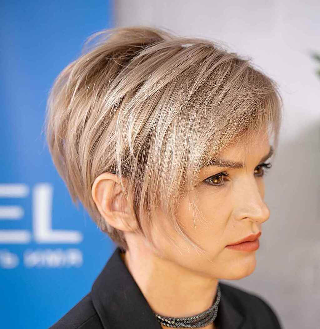 Feathered Pixie with Long Side Bangs