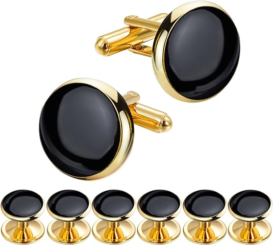 Men’s Cufflinks and Tuxedo Studs Set with Gift Box