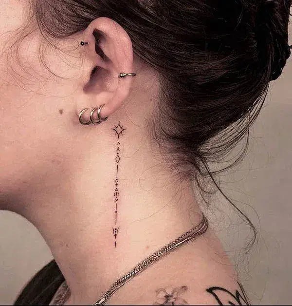 Small Symbol Ornament Neck Tattoo