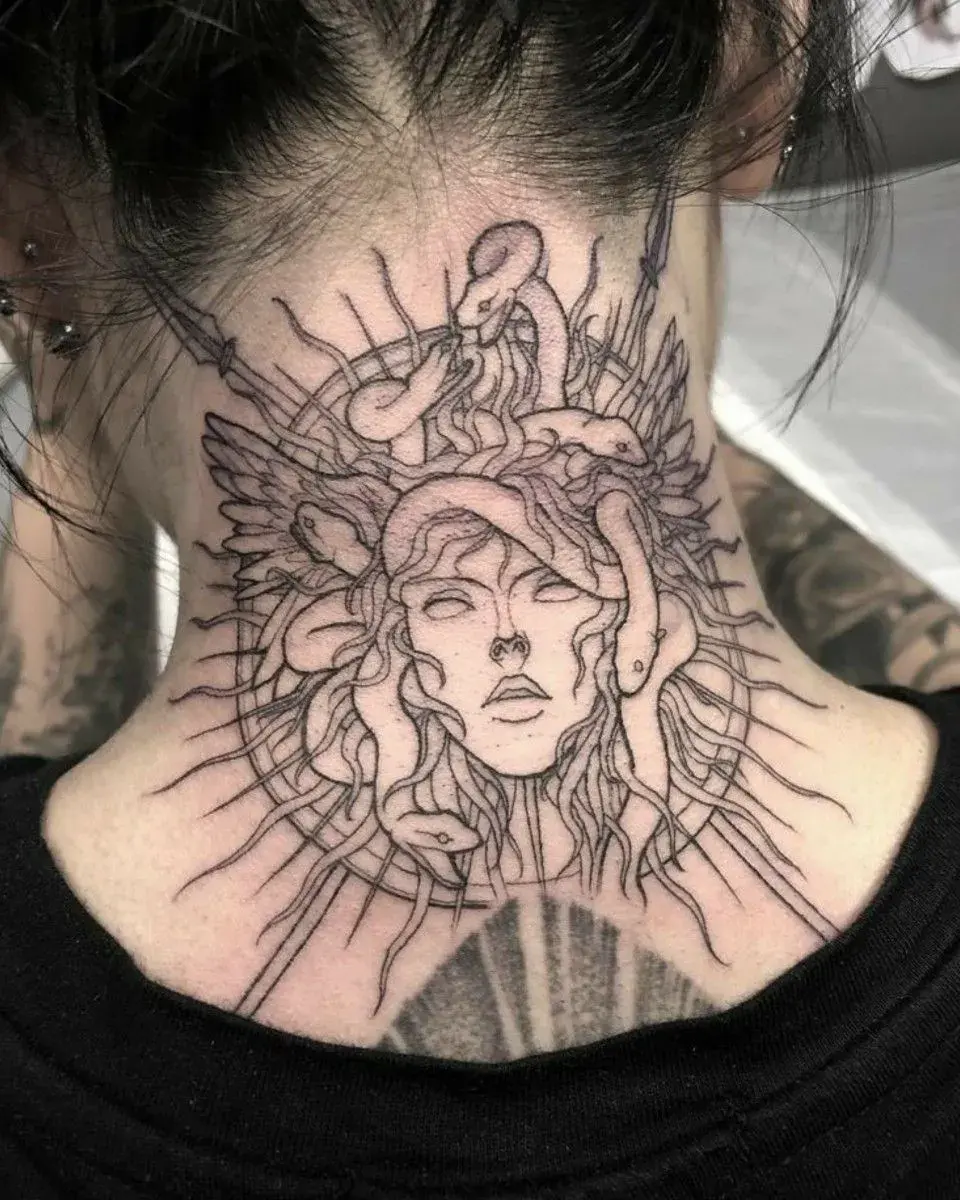 Medusa Neck Tattoo