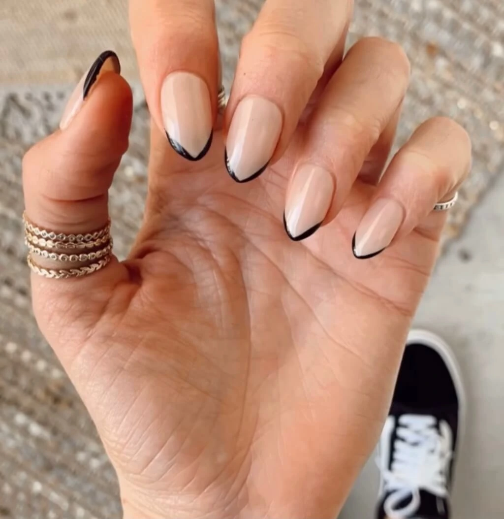 black french tip almond nails