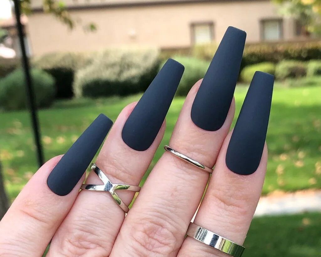 Matte Navy-Blue Nails