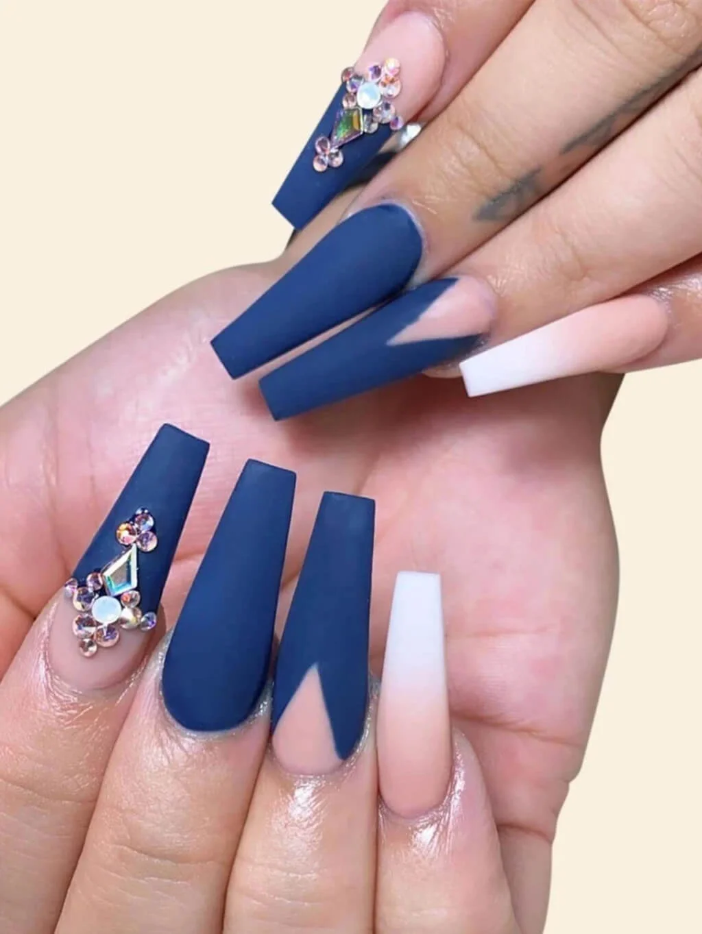 Matte Blue Nails with Pretty Nail Art
