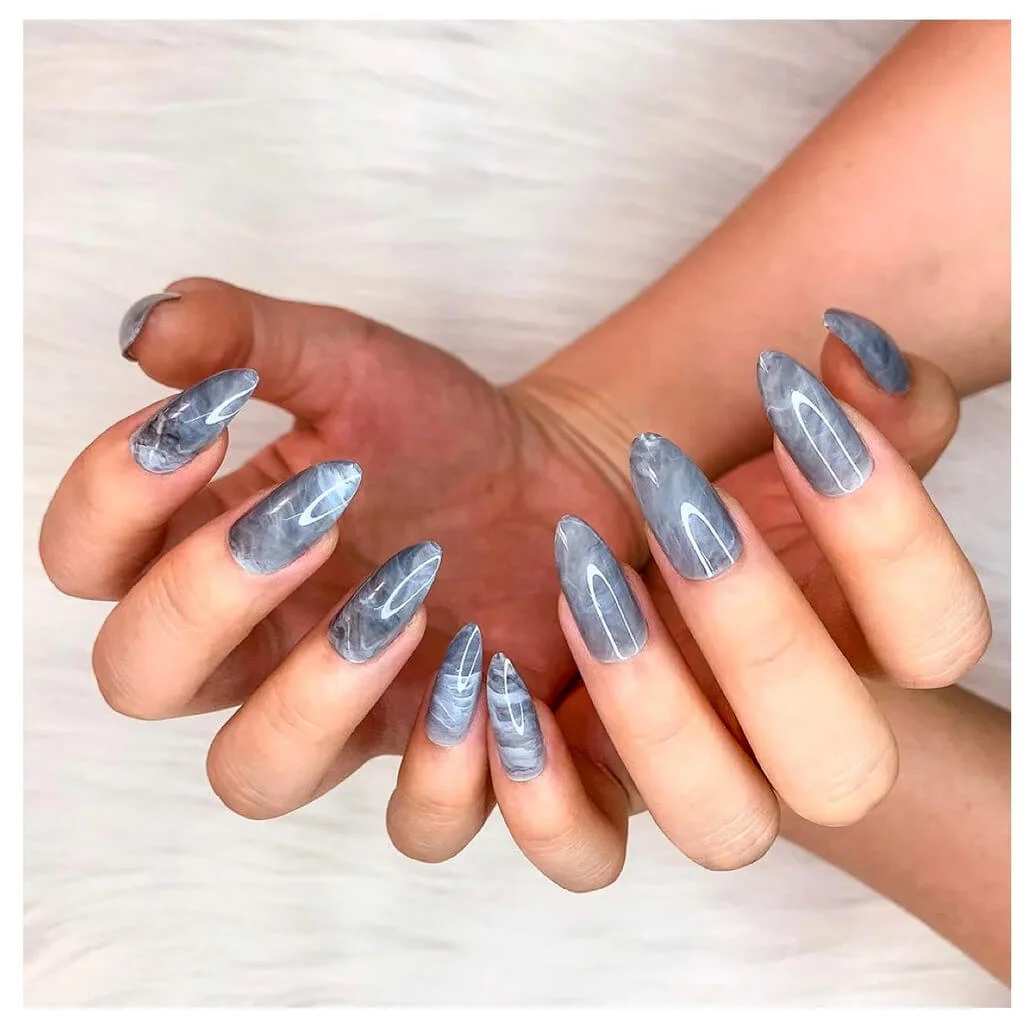 Icy Blue Stiletto Nails