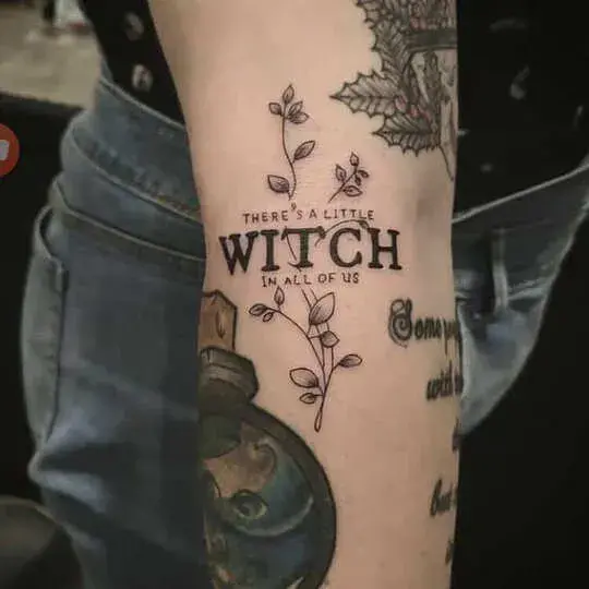 A Little Witch Sleeve Tattoo Idea