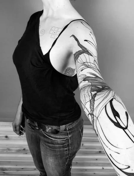 flower sleeve tattoos for women
