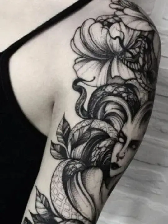 Medusa Half Sleeve Tattoo For Girls
