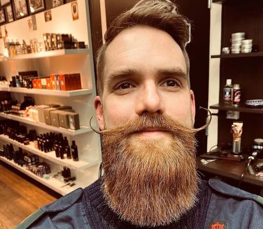 Long Beard Style with the Handlebars 