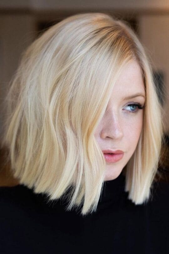 Straight Blonde Long Bob Haircut