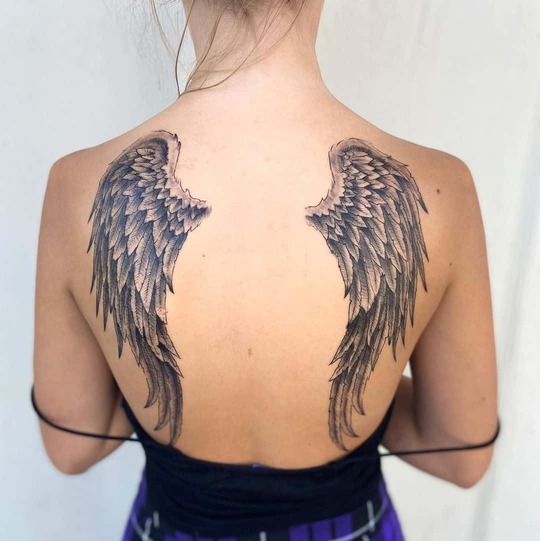Angel Wings Tattoo On Back Female