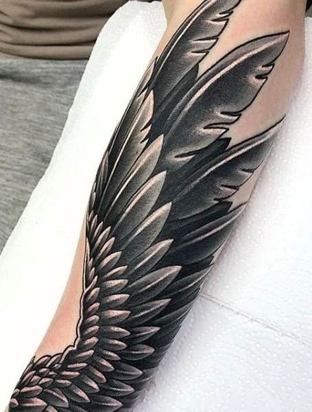 Angel Wings Tattoo On Forearm
