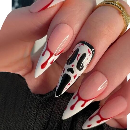 Ghost Face Blood Design nail