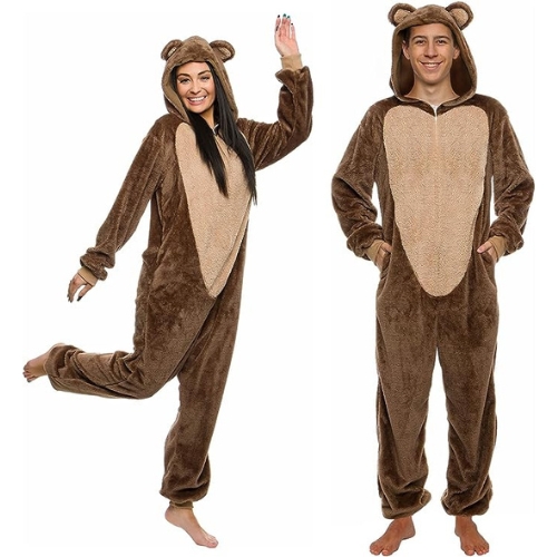 Slim Fit Sherpa Adult Onesie - Animal Halloween Costume