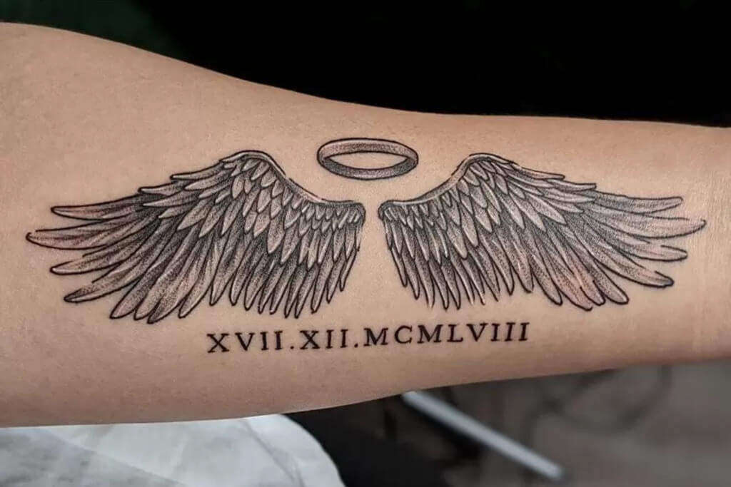Side forearm wing tattoo. #wings #wingtattoo #forearmtattoo  #realistictattoo #blackandgreytattoo #fly #tattoo #inked #worldwideinkmag…  | Instagram