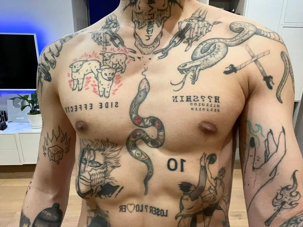 Chest Patchwork Tattoos