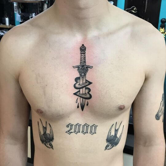 Dagger Chest Tattoo