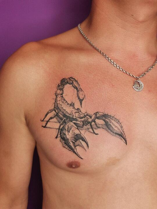 Scorpio Chest Tattoo 
