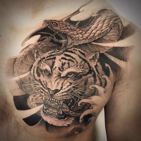 Tiger Chest Tattoo
