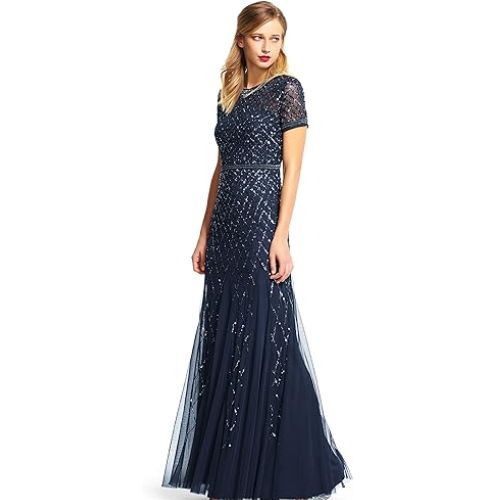 Adrianna Papell Women's Beaded Mesh Gown 