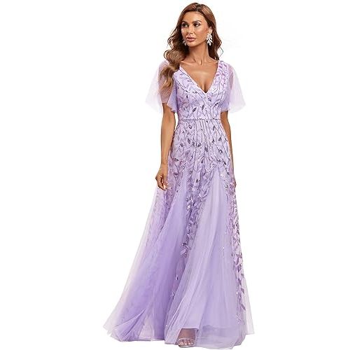 Ever-Pretty Women's Sequin Embroidery Maxi Dress 