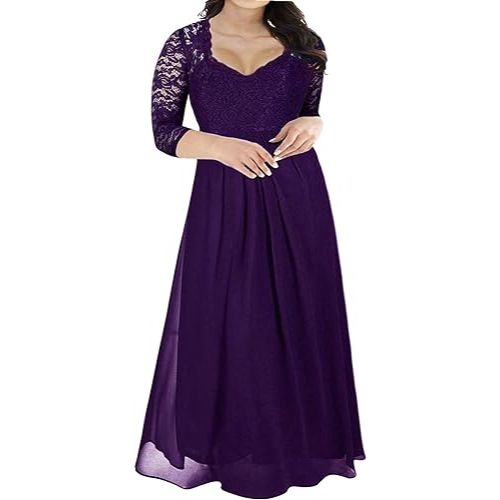 Nemidor Women's Deep - V Neck Plus Size Maxi Dress 