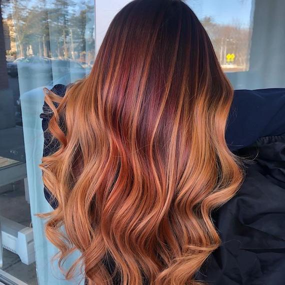 Auburn to Blonde Balayage hair