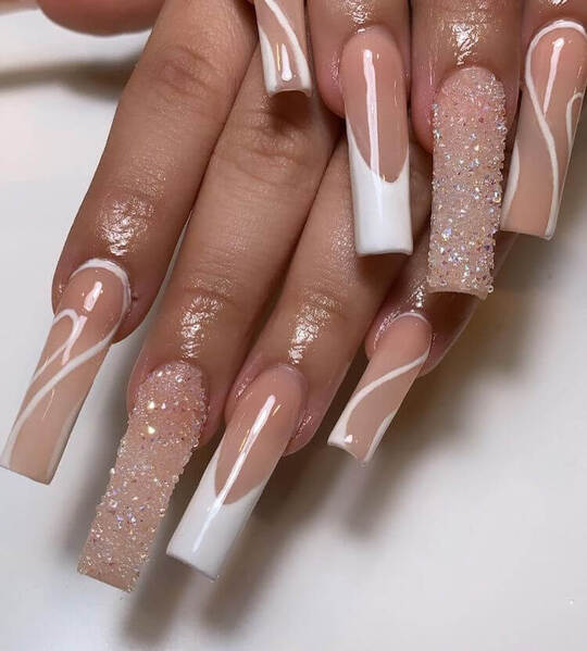 Coffin French Tip Nails
