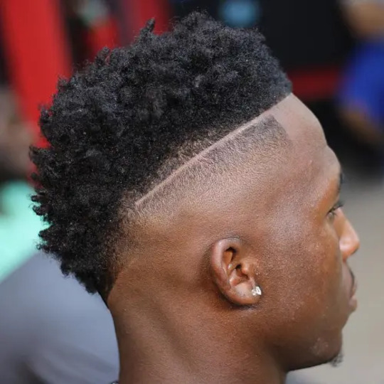 Curly Taper Fade With Line