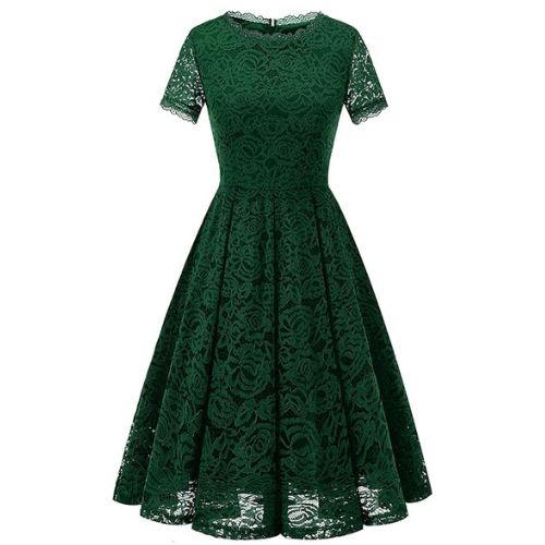 DRESSTELLS Lace Cocktail Tea Length Party Dress for Women 