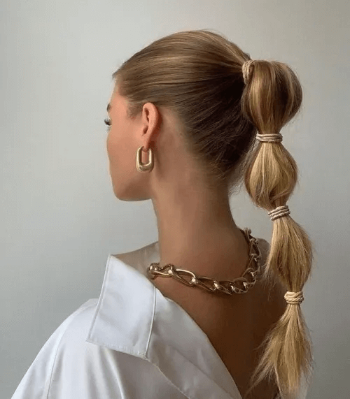 Long Hair Bubble Braid Hairstyles