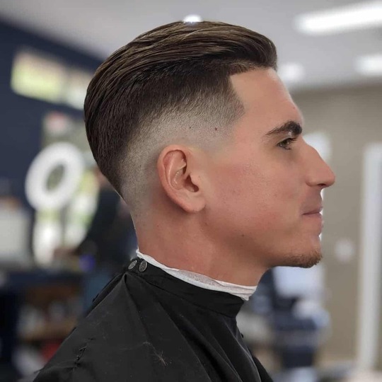 Mid Taper Fade With Slicked Up Top