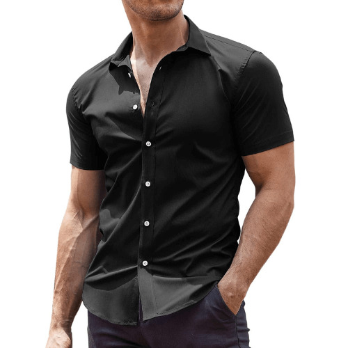 COOFANDY Men's Muscle Fit Dress Shirts Wrinkle-Free Short Sleeve Casual Button Down Shirt
