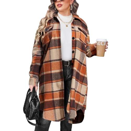 IN'VOLAND Plus Size Flannel Plaid Shirt