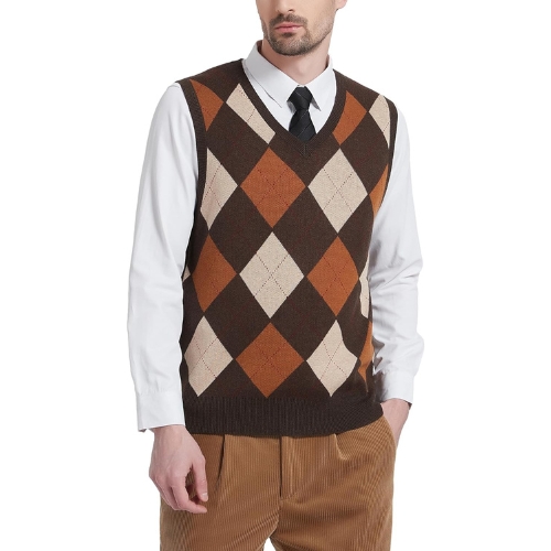 Kallspin Men's Argyle Vest Sweater 