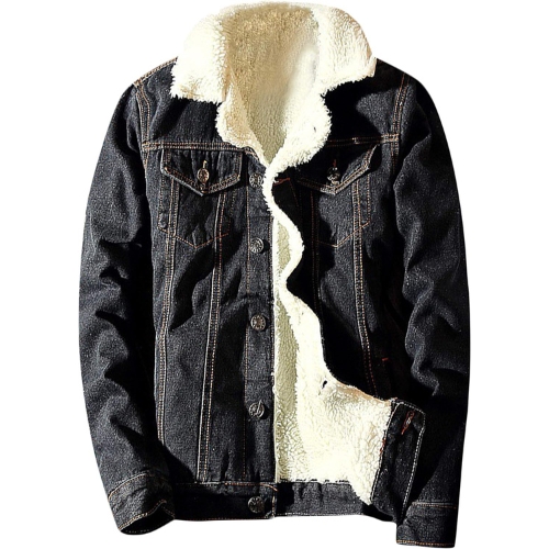 Springrain Men's Sherpa Fleece Lined Denim Jacket 
