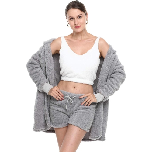 VNVNE Women's Sexy Fuzzy 3 Piece Outfit 
