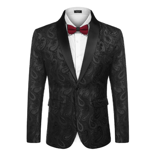 Black Mens Floral Tuxedo Jacket