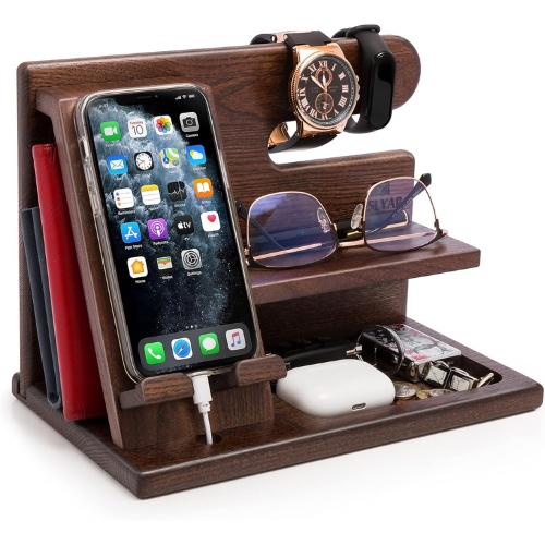 TESLYAR Wood Phone Docking Station 