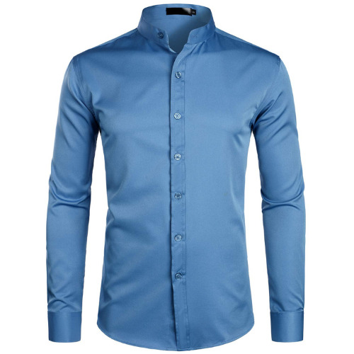 ZEROYAA Mens Mandarin Collar Dress Shirt