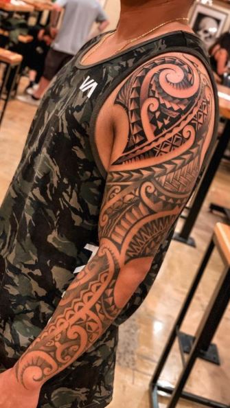 hawaiian arm tattoo men