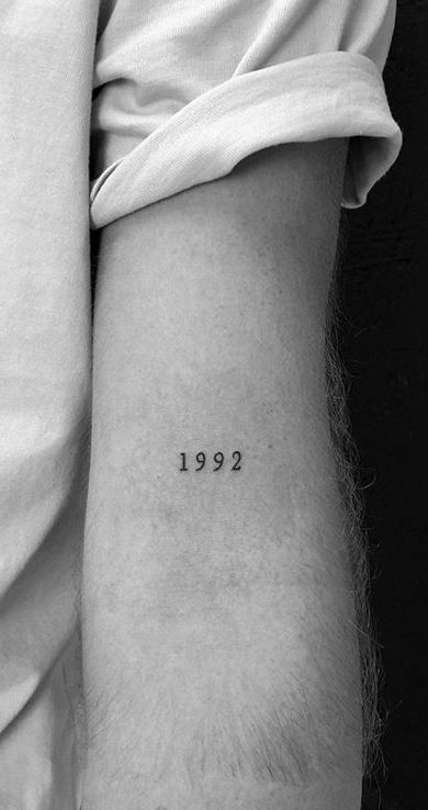 small arm number tattoo for men