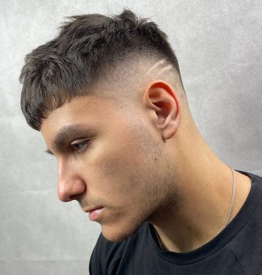 Short Fringe and Shaved Lines haircut