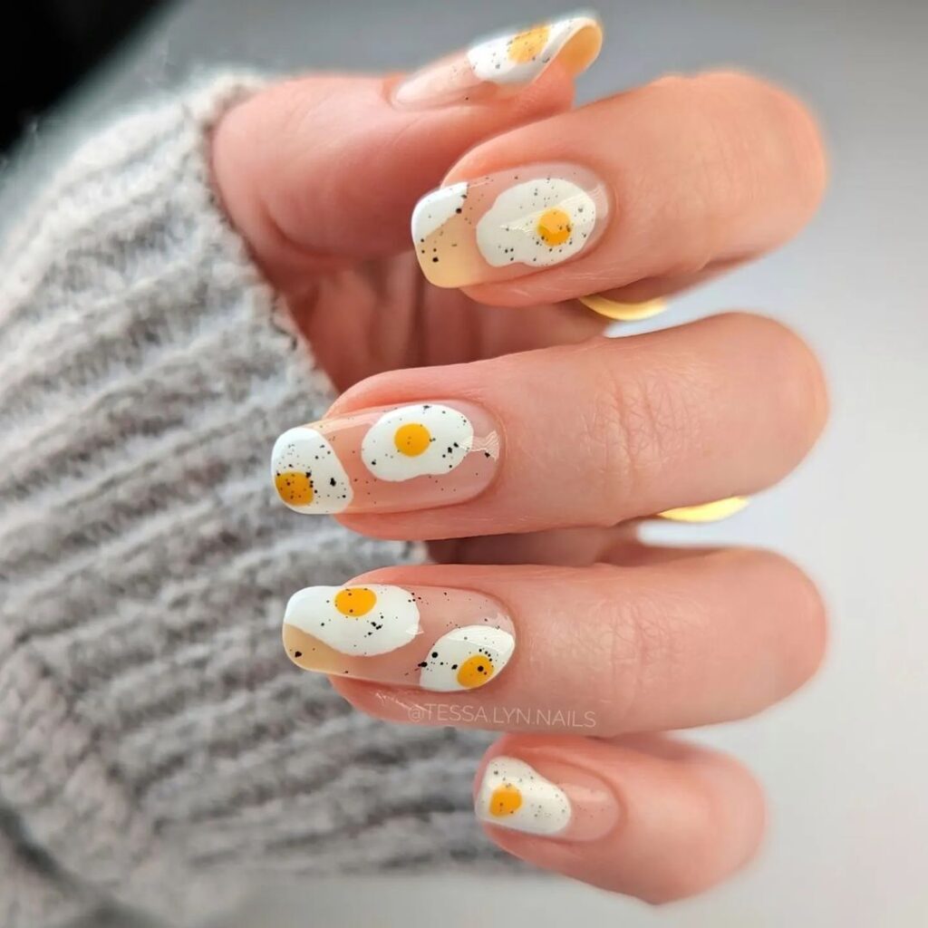 Speckled Fried Egg Easter Nails